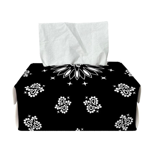Black Paisley Bandana Print Rectangle Tissue Box Cover