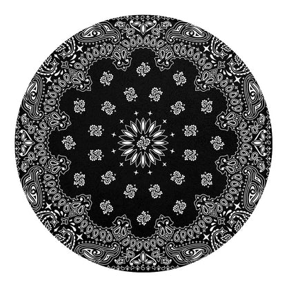 Black Paisley Bandana Print Round Blanket