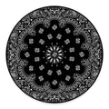 Black Paisley Bandana Print Round Floor Mat