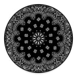 Black Paisley Bandana Print Round Floor Mat