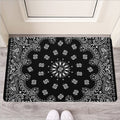 Black Paisley Bandana Print Rubber Doormat