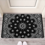 Black Paisley Bandana Print Rubber Doormat