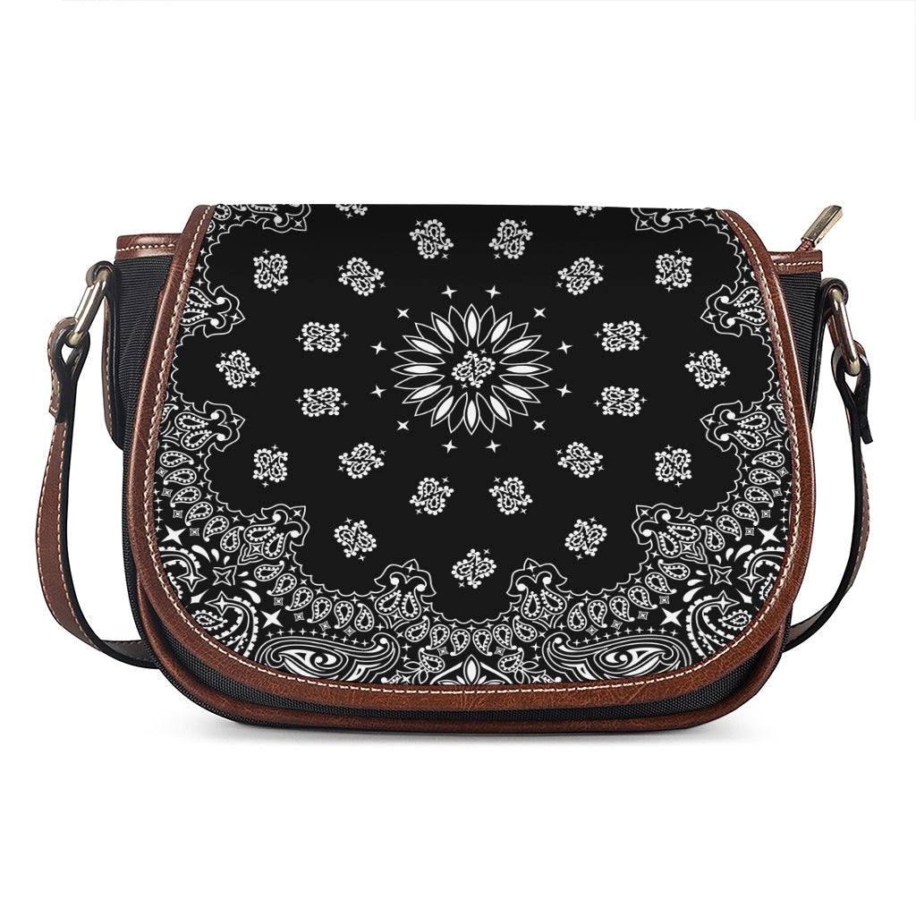 Black Paisley Bandana Print Saddle Bag
