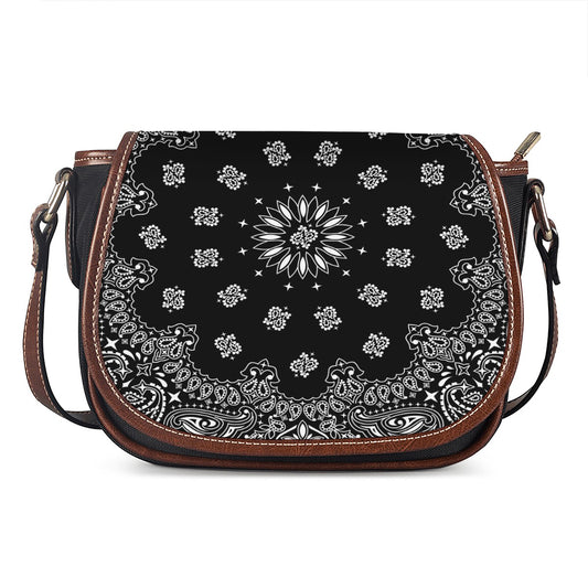 Black Paisley Bandana Print Saddle Bag