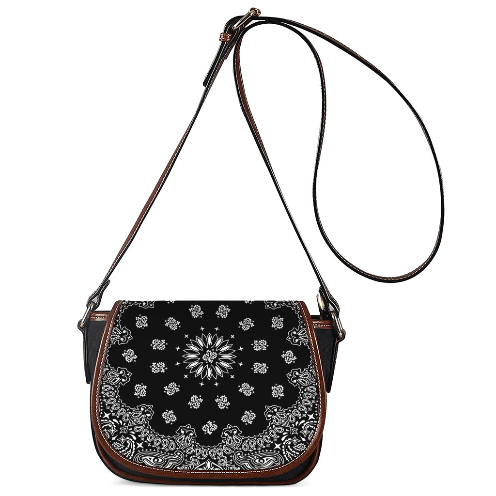 Black Paisley Bandana Print Saddle Bag