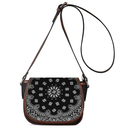 Black Paisley Bandana Print Saddle Bag