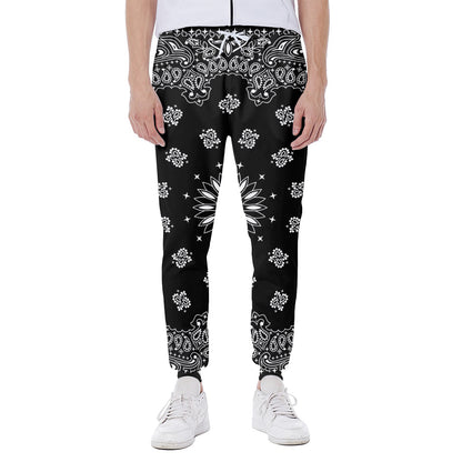 Black Paisley Bandana Print Scuba Joggers