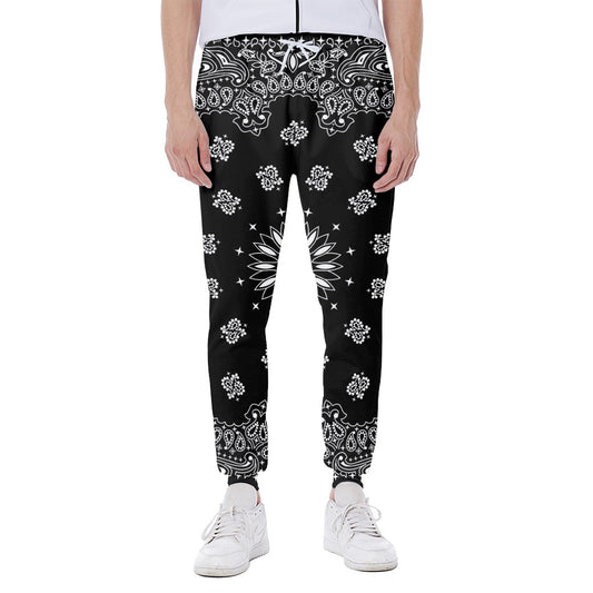 Black Paisley Bandana Print Scuba Joggers