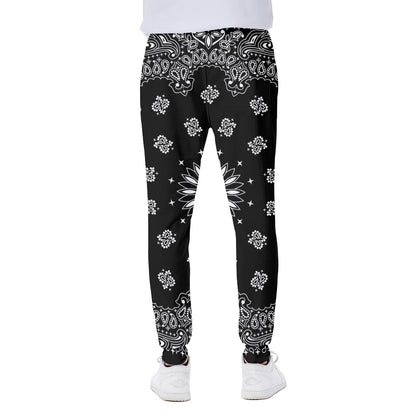 Black Paisley Bandana Print Scuba Joggers