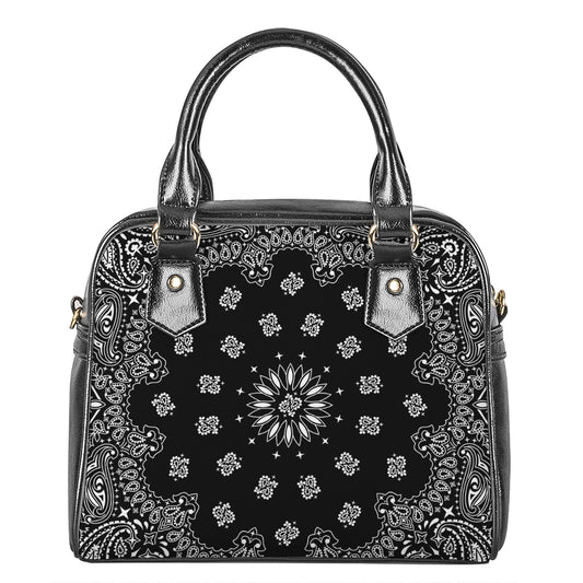 Black Paisley Bandana Print Shoulder Handbag