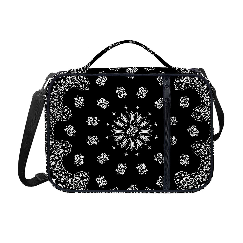 Black Paisley Bandana Print Shoulder Strap Bible Bag