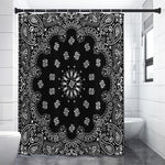 Black Paisley Bandana Print Shower Curtain