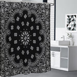 Black Paisley Bandana Print Shower Curtain