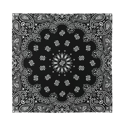 Black Paisley Bandana Print Silk Bandana