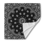 Black Paisley Bandana Print Silk Bandana