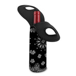 Black Paisley Bandana Print Single Neoprene Wine Tote