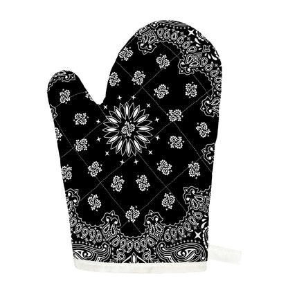 Black Paisley Bandana Print Single Oven Mitt