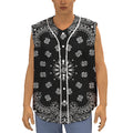 Black Paisley Bandana Print Sleeveless Baseball Jersey
