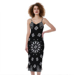 Black Paisley Bandana Print Slim Fit Midi Cami Dress