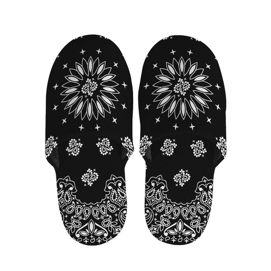 Black Paisley Bandana Print Slippers