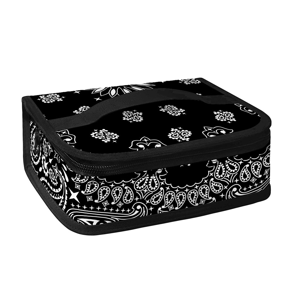 Black Paisley Bandana Print Small Lunch Bag