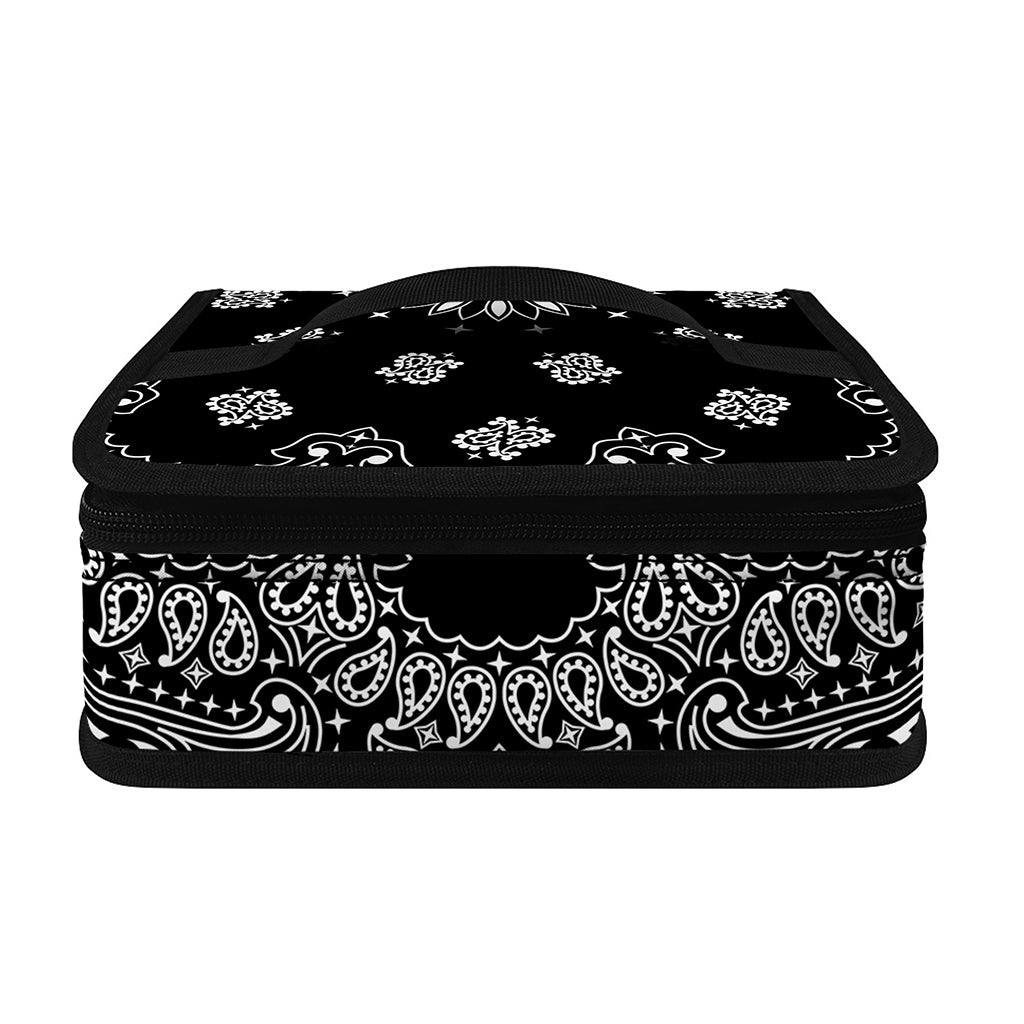 Black Paisley Bandana Print Small Lunch Bag
