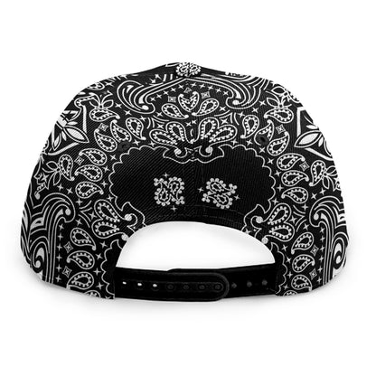 Black Paisley Bandana Print Snapback Cap
