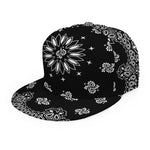 Black Paisley Bandana Print Snapback Cap