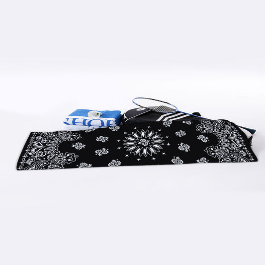 Black Paisley Bandana Print Sports Towel