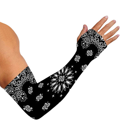 Black Paisley Bandana Print Sun Protection Arm Sleeves
