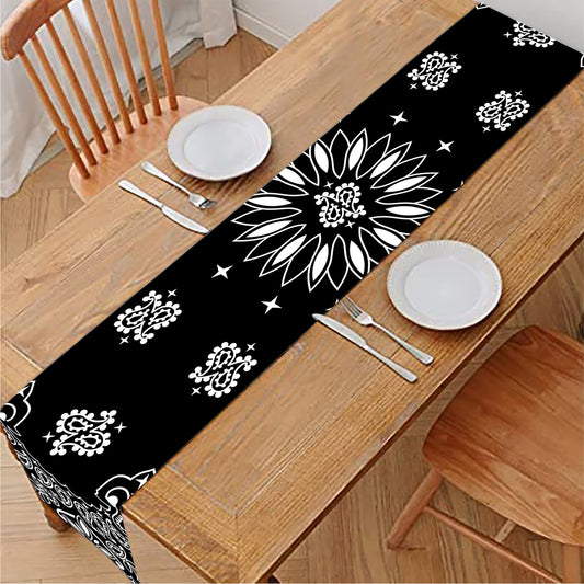 Black Paisley Bandana Print Table Runner