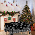Black Paisley Bandana Print Tablecloth