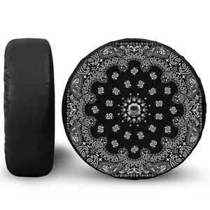 Black Paisley Bandana Print Tire Cover With Camera Hole