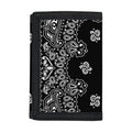 Black Paisley Bandana Print Trifold Wallet