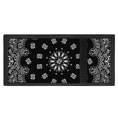 Black Paisley Bandana Print Trifold Wallet