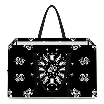 Black Paisley Bandana Print Utility Tote Bag