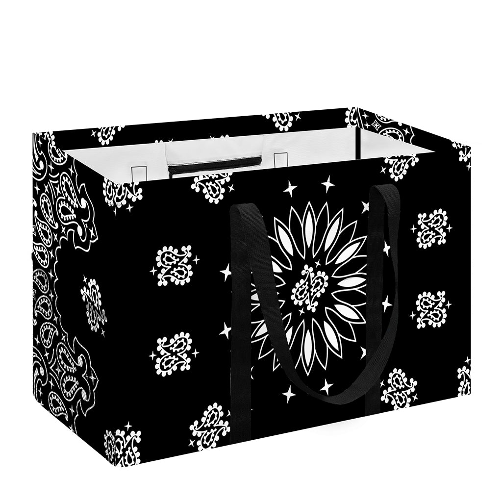 Black Paisley Bandana Print Utility Tote Bag