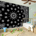Black Paisley Bandana Print Wall Sticker