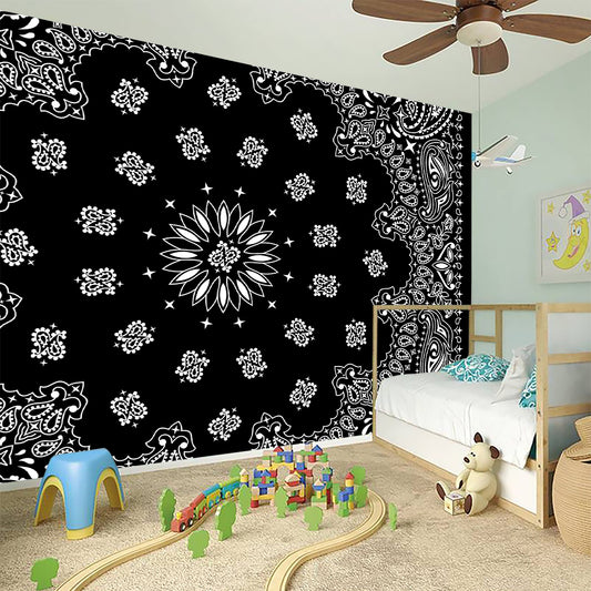 Black Paisley Bandana Print Wall Sticker