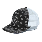 Black Paisley Bandana Print White Mesh Trucker Cap