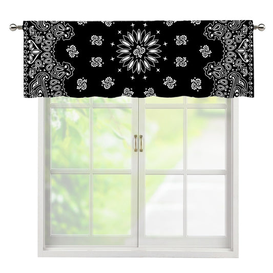 Black Paisley Bandana Print Window Valance