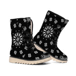 Black Paisley Bandana Print Winter Boots
