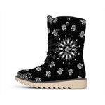 Black Paisley Bandana Print Winter Boots