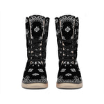 Black Paisley Bandana Print Winter Boots