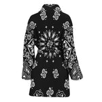 Black Paisley Bandana Print Women's Bathrobe