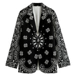 Black Paisley Bandana Print Women's Blazer