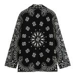 Black Paisley Bandana Print Women's Blazer