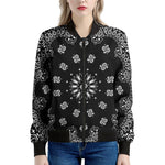 Black Paisley Bandana Print Women's Bomber Jacket