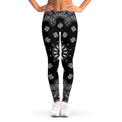 Black Paisley Bandana Print Women's Leggings