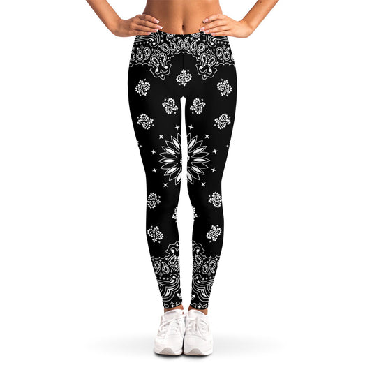 Black Paisley Bandana Print Women's Leggings